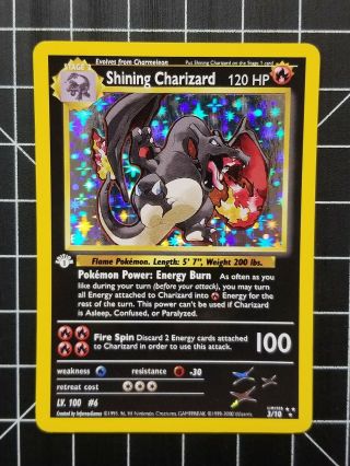 3/10 Limited 1st Edition Holo Shining Charizard Vintage Wotc Style Pokemon Card