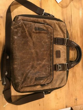 Vintage Tumi Brown Leather Briefcase Padded Laptop Bag Distressed Rare