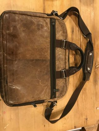 Vintage Tumi Brown Leather Briefcase Padded Laptop Bag Distressed Rare 4