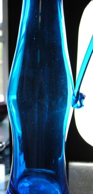 Vintage Blenko Hand Blown Glass Pitcher 6030L Husted Design Turquoise 8