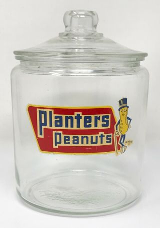 Vintage Planters Peanuts Counter Display Jar W/lid Scp