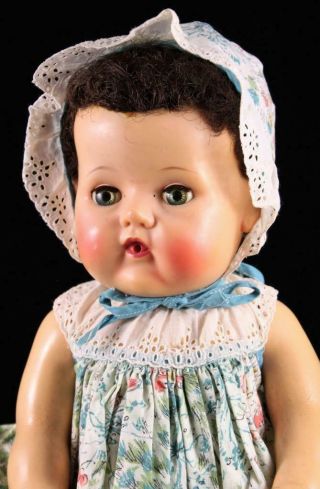 19 " American Character Tiny Tears Doll W Rare Htf Dark Brown Hair 1950 