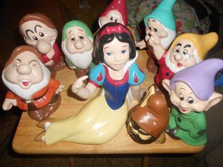 Vintage Ceramic Snow White And Seven Dwarfs - Walt Disney Prod.  -