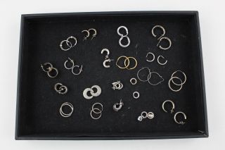 20 X.  925 Sterling Silver Hoop Earrings Inc.  Cz Set (69g)