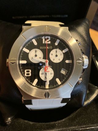 Renato Beast White Alligator Black Carbon Fiber Dial Swiss Chronograph Watch