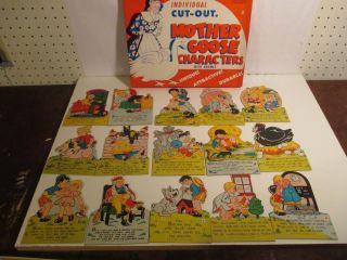 Vintage 1949 29 Mother Goose Characters With Rhymes Cut Out Modern Craft Rare