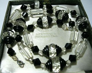 Vintage Antique Art Deco 1930s Glass Crystal Bead Jewellery 20 " Necklace