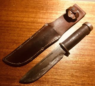 Vintage Cattaraugus 225q Fixed Blade Knife With Sheath