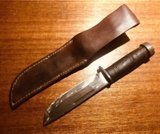 Vintage CATTARAUGUS 225Q Fixed Blade Knife With Sheath 2