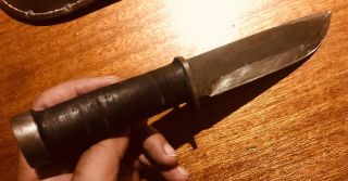 Vintage CATTARAUGUS 225Q Fixed Blade Knife With Sheath 4