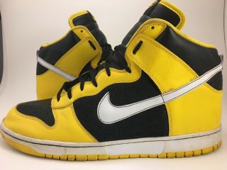 Vtg Nike Dunk High Varsity Maize White Leather Black Sz 14 309432 - 711 Men 