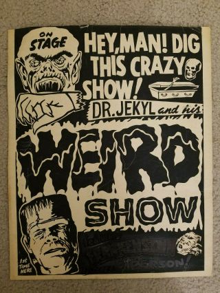 Vintage Spookshow Poster Dr.  Jekyl Weird Show 1960 