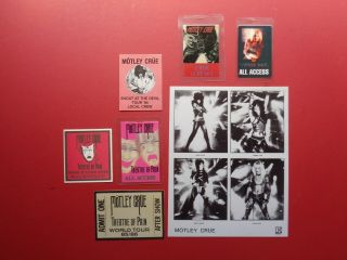 Motley Crue,  B/w Promo Photo,  6 Backstage Passes,  Vintage Originals