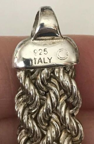 Vintage Designer Signed STERLING Thick WOVEN ROPE 8 - 1/4” Bracelet ITALY 25.  5g 7