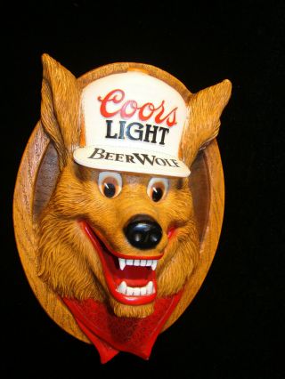 Vintage Coors Light Beer Wolf Advertisement Wolf 3D Beer Sign Wall Mounted 2