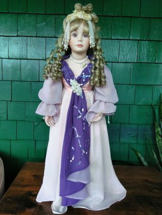 Princess Porcelain Blonde Girl Vintage Doll 1998 191/1200 33in.  With Stand