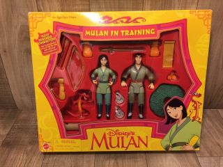 Vintage 1998 Disney Mulan In Training 5 " Action Figure Set Nib Mattel Rare