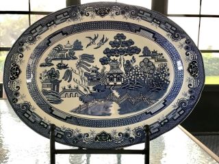 Vintage Blue Willow Large Oval Platter—18.  5” X 13.  75”.  Heritage
