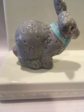 Nora Fleming Gray Bunny Rabbit Retired Mini NF Initials All Over Rare Easter 3