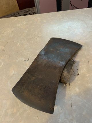 Vtg Old Iron Axe Double Bit Head Tool Marked Snow & Nealley Co Bangor Maine Usa