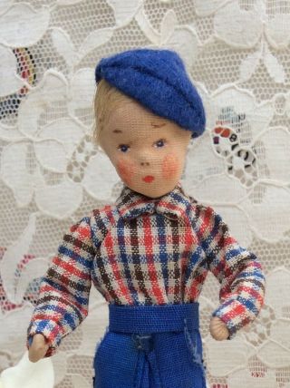 Vintage 1940/50s Erna Meyer Ermey Stockinet Dollhouse Doll Boy Early Cloth Shoes 2