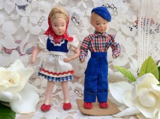 Vintage 1940/50s Erna Meyer Ermey Stockinet Dollhouse Doll Boy Early Cloth Shoes 8