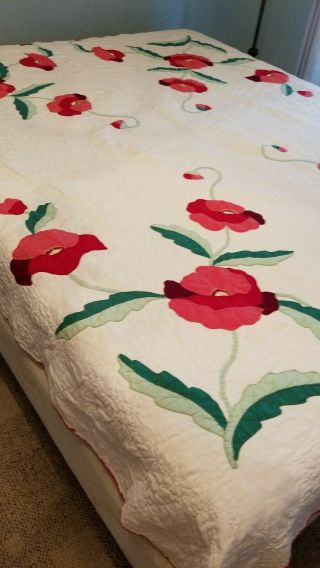82 By 76 Vintage Hand Made Quilt With Bright Color
