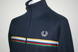 Fred Perry Navy Blue Rainbow Taped Track Jacket M/l Rare Vintage Top