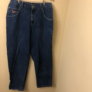 Vintage 90s Jnco Jeans Blue Wide Leg Spellout Logo Sz 34 X 34