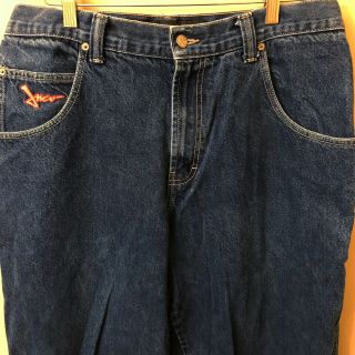 Vintage 90s JNCO Jeans Blue Wide Leg Spellout Logo Sz 34 X 34 6