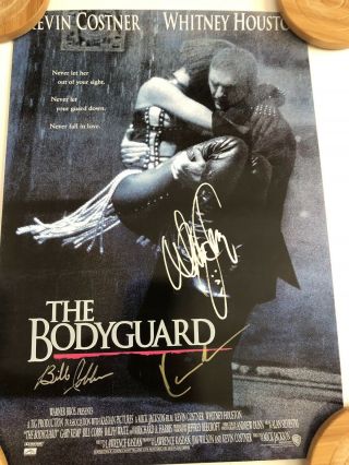 Very Rare Hand Signed The Bodyguard 11x17 By Whitney Houston,  Kevin Costner Cao