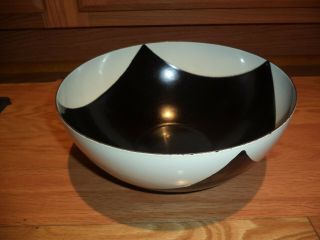 Rare Black & White Cathrineholm Norway Enamel Bowl 9 1/2 " Very Collectible