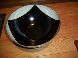 RARE BLACK & WHITE CATHRINEHOLM NORWAY ENAMEL BOWL 9 1/2 