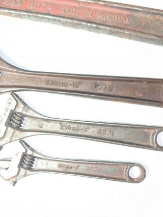 4x Vintage BAHCO ADJUSTABLE WRENCHES 375mm 250 200 150 15 
