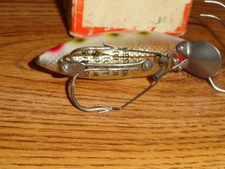 VINTAGE FISHING LURE HEDDON RIVER RUNT N9110S NO SNAG STRAWBERRY W/BRUSH BOX 4