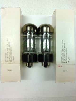 Vintage Matched Pair (2) Philips 7581a (6l6gc Kt66) Vacuum Tubes Nos 1985 Usa