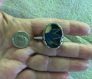 Vtg Sterling Silver Men ' s Native American Mosaic Sunbeam Ring - - Signed BD / DB 7