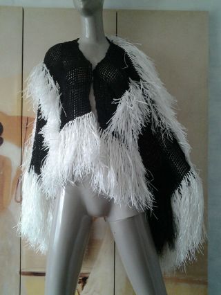 Vintage Style Black White Monochrome Silk Coat - - S/m - Biodegradable
