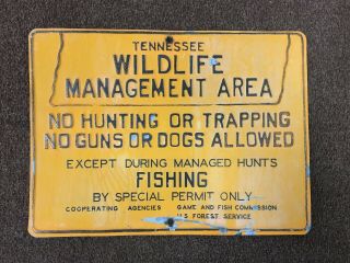 Vintage Tennessee Wildlife Management Area Embossed Metal Sign