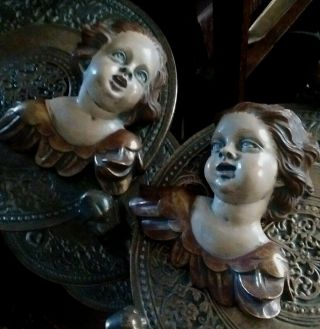 Achatit Baroque Vintage Putti Cherub Angel Sculptures Pair Hand Made Gorgeous