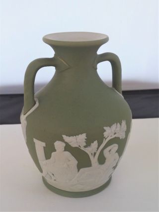 Rare Antique 19th Cent.  Green Dip Jasperware Wedgwood Portland Vase