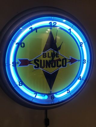 Vintage Neon Sunoco Sign Wall Clock