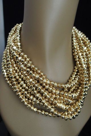 Qvc Linea By Louis 10 Row Gold Tone Pebble Choker 17 " Lenght,  3 " Extender Bn