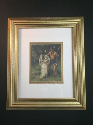 Vintage Native American Man And Woman Framed Art Print