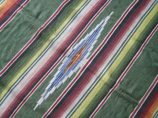 Vintage Antique Mexican Saltillo Serape Wool Blanket Fringed Southwestern Decor