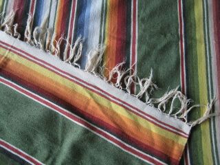 Vintage Antique Mexican Saltillo Serape Wool Blanket Fringed Southwestern Decor 4