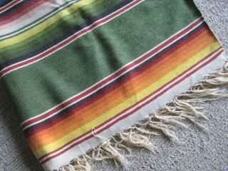 Vintage Antique Mexican Saltillo Serape Wool Blanket Fringed Southwestern Decor 6