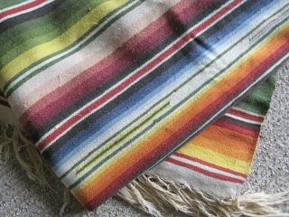 Vintage Antique Mexican Saltillo Serape Wool Blanket Fringed Southwestern Decor 7