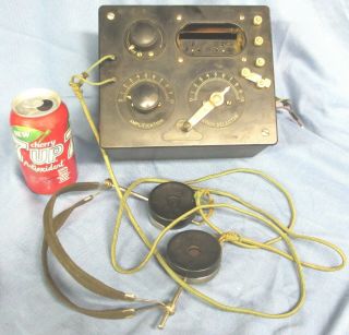 Vintage 1924 Rca Radiola Iii Tube Type Battery Radio W/ Murdoch Headphones