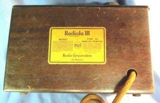 vintage 1924 RCA Radiola III tube type battery RADIO w/ Murdoch Headphones 3